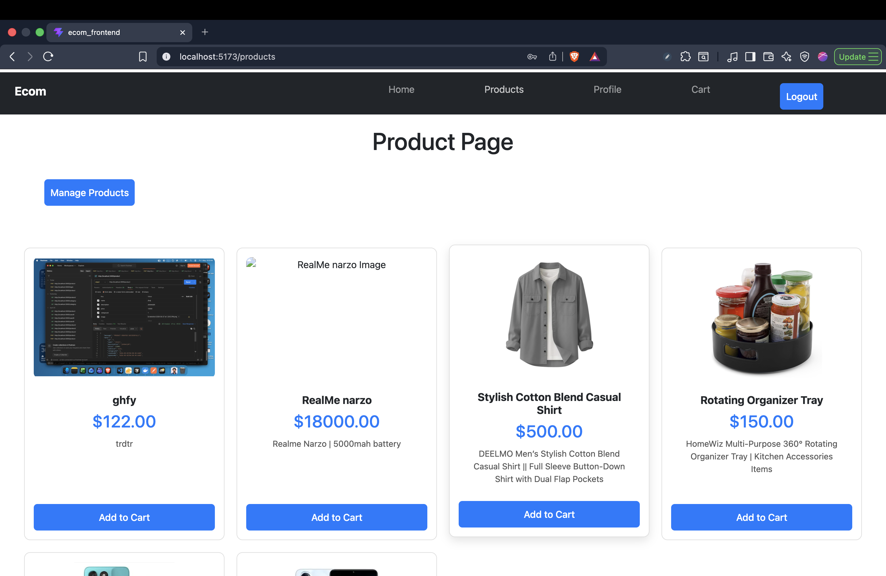 E-Commerce Application Screenshot